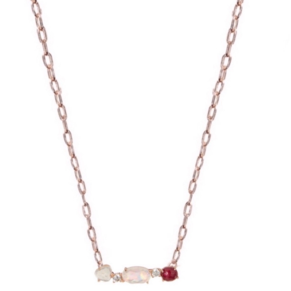 Nadri Rose Gold Semiprecious Three Stone Fizzy Necklace